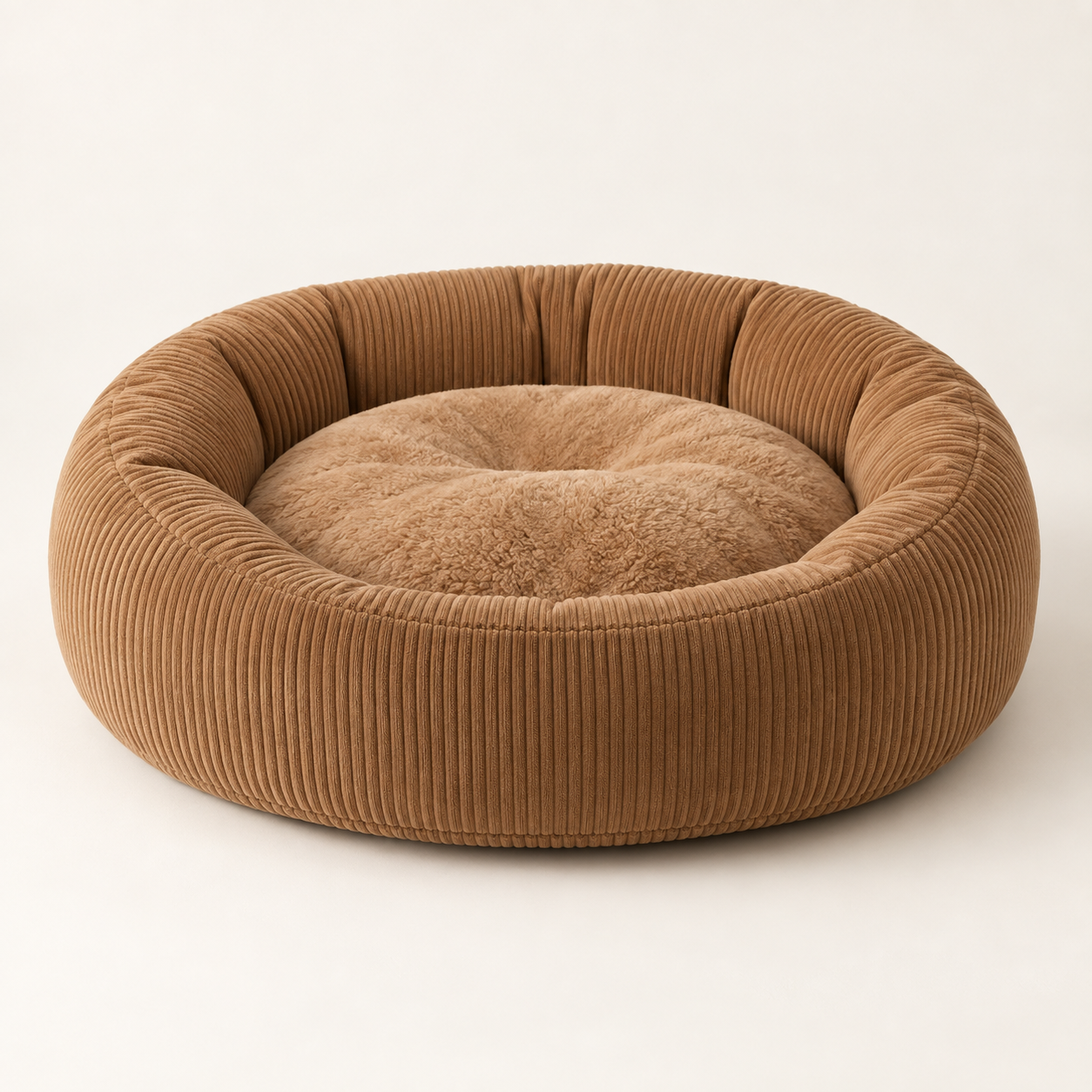 Caramel corduroy Nest Haven pet bed